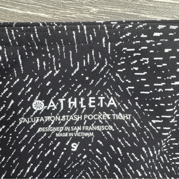 Athleta Salutation Stash Pocket Tight Black White Print Size Small - Picture 5 of 9